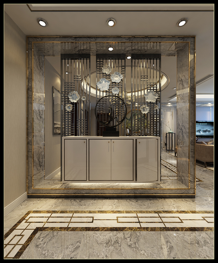 【天山國賓壹號裝修設計推薦】214平四居室時尚版新中式風格|室內設計|空間|北極鯊 - 原創設計作品 