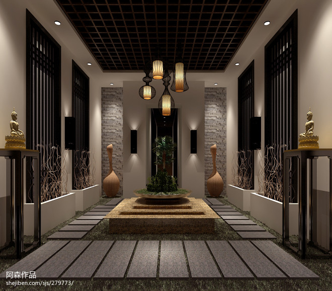 阿森設(shè)計-烏魯木齊足療會所-裝修設(shè)計效果圖-阿森設(shè)計師作品-設(shè)計本